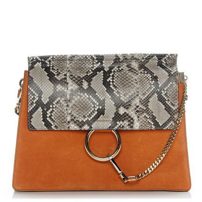 Chloe Python Suede Medium Faye Shoulder Bag Tannish Red 1 of 6