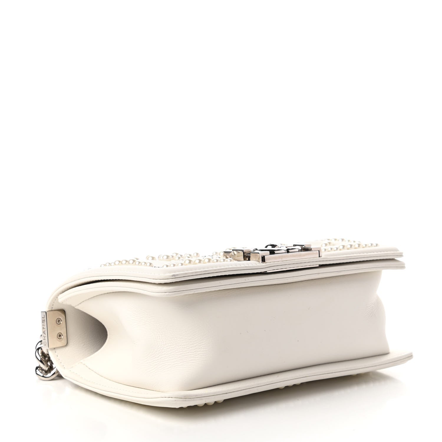 Chanel Calfskin Pearl Chevron Small Boy Flap White 4 of 12