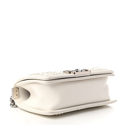 Chanel Calfskin Pearl Chevron Small Boy Flap White 4 of 12