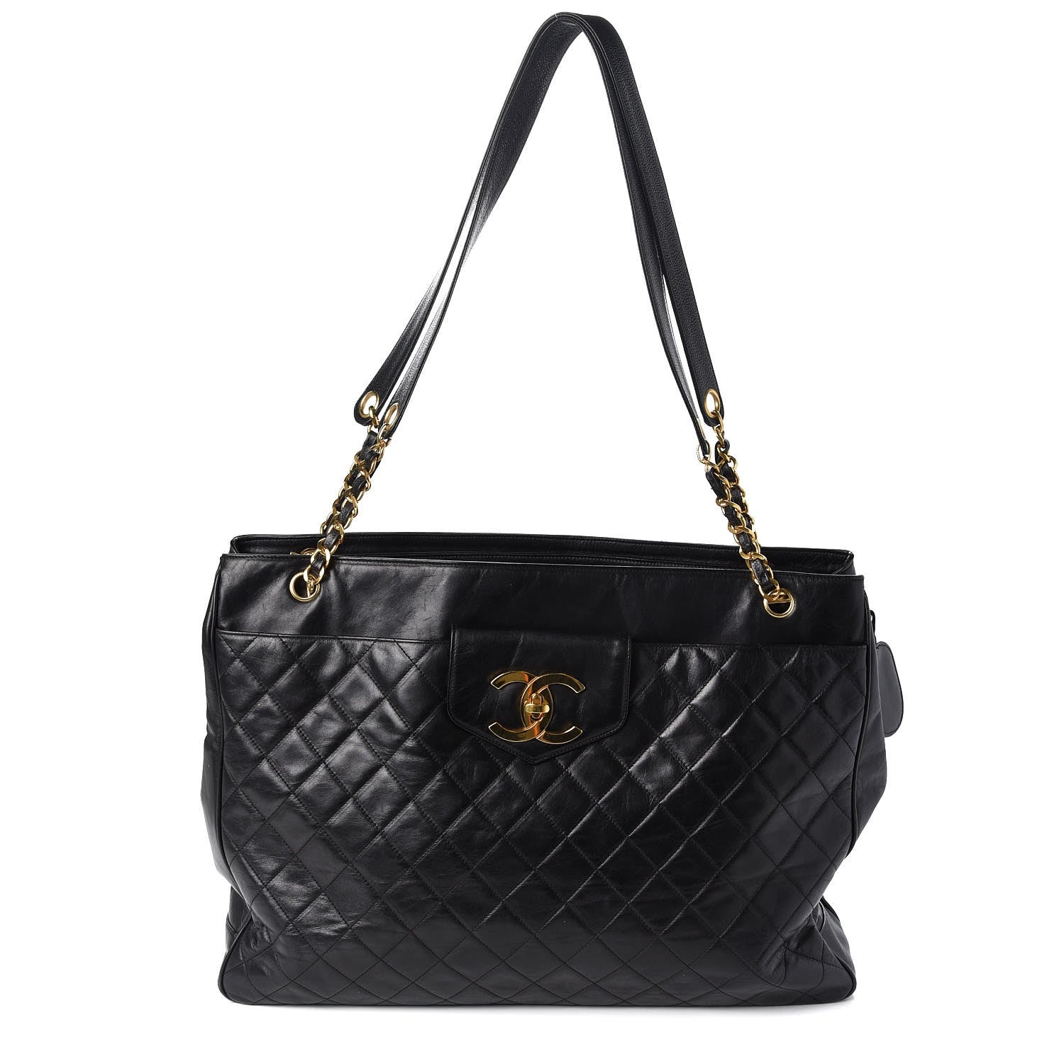 Chanel Lambskin Quilted Weekender Bag Black 1 of 9