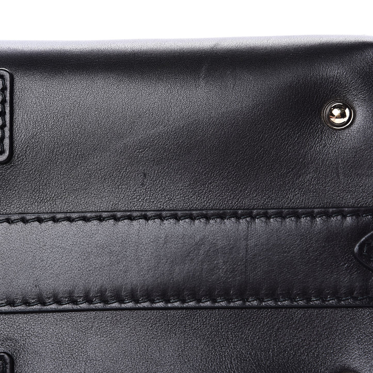 Calfskin Medium Stirrup Top Handle Bag Black