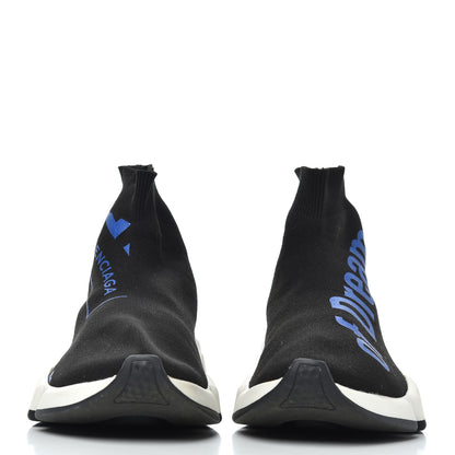 Balenciaga Neoprene Knit Power of Dreams Womens Speed Sneakers 38 Black Bleu 2 of 14