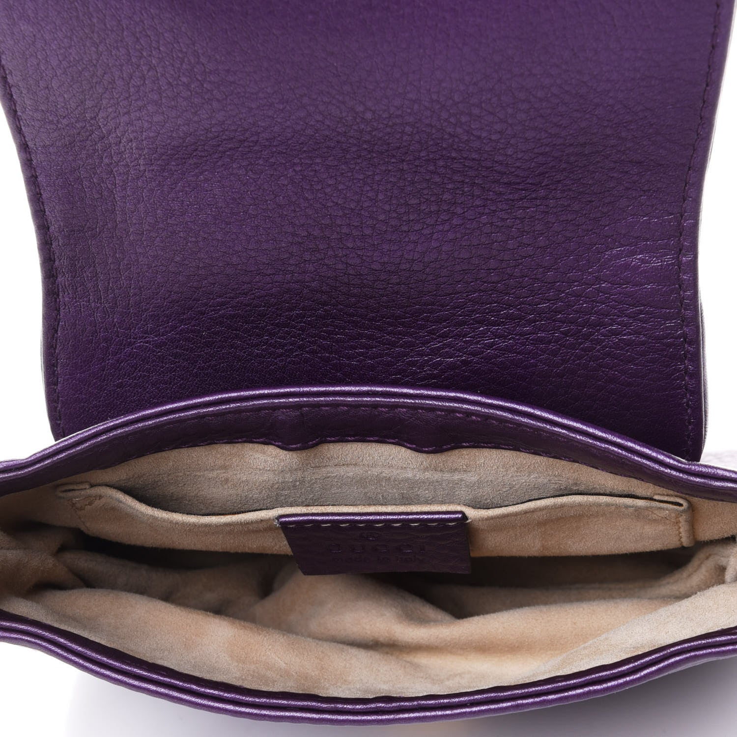 Gucci Metallic Pebbled Calfskin Small 1973 Chain Shoulder Bag Purple 4 of 4
