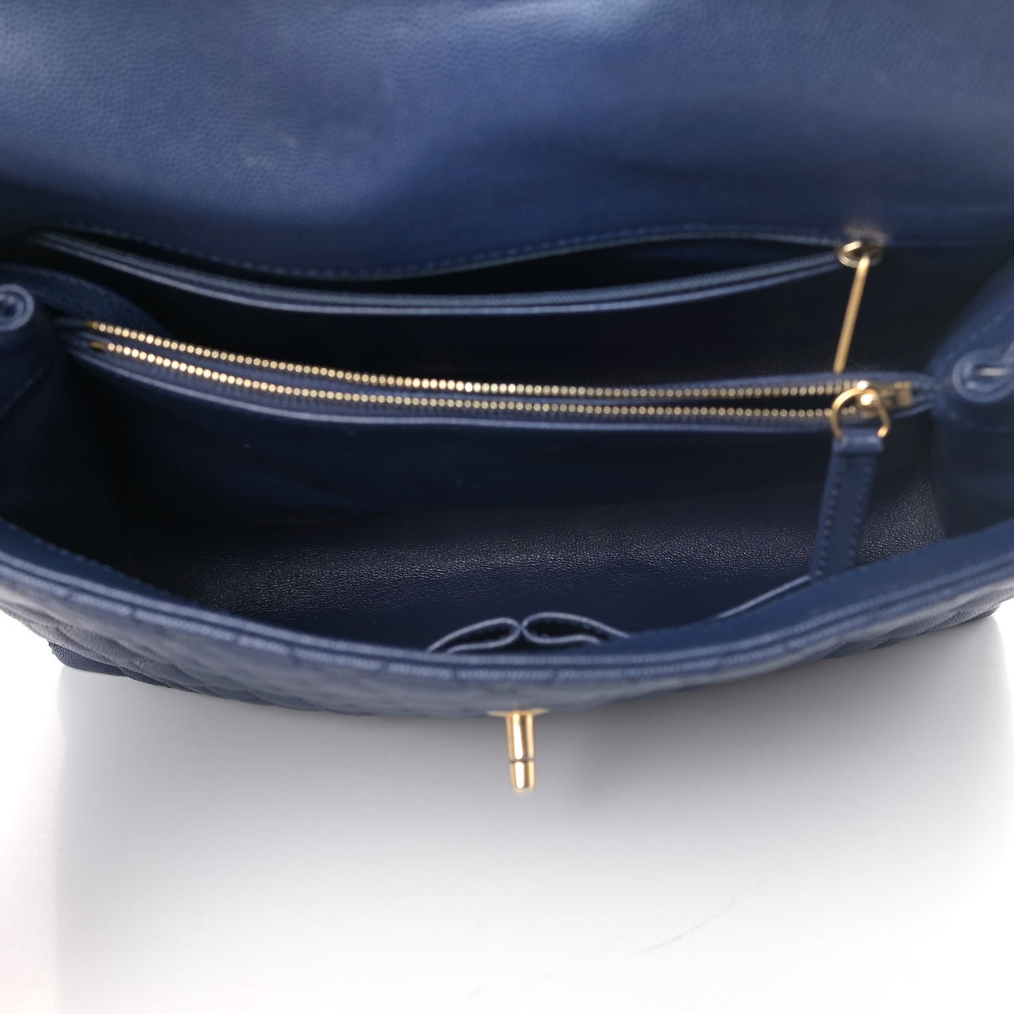 Caviar Lizard Quilted Large Coco Handle Flap Blue