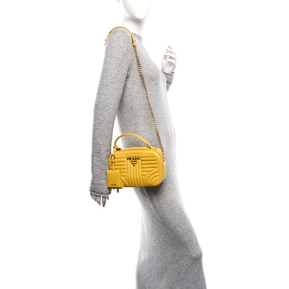 Prada Soft Calfskin Impunture Diagramme Top Handle Chain Crossbody Bag Soleil 2 of 10