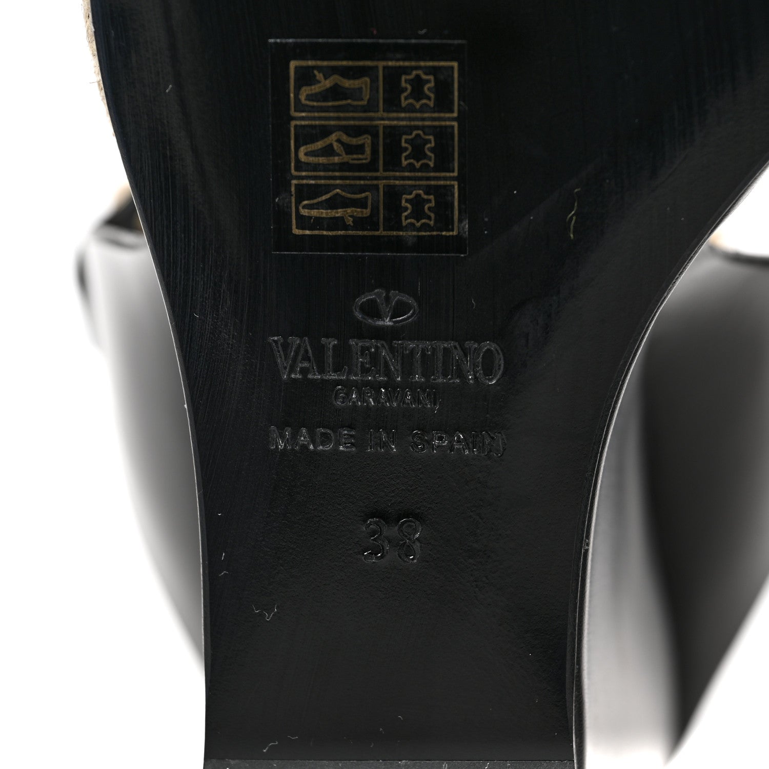 Valentino Garavani Calfskin Rockstud Ankle Strap Espadrille 20/110mm Wedge Sandals 38 Black 6 of 9