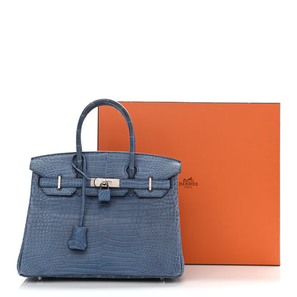 Hermes Matte Porosus Crocodile Birkin 30 Bleu Ciel 11 of 11