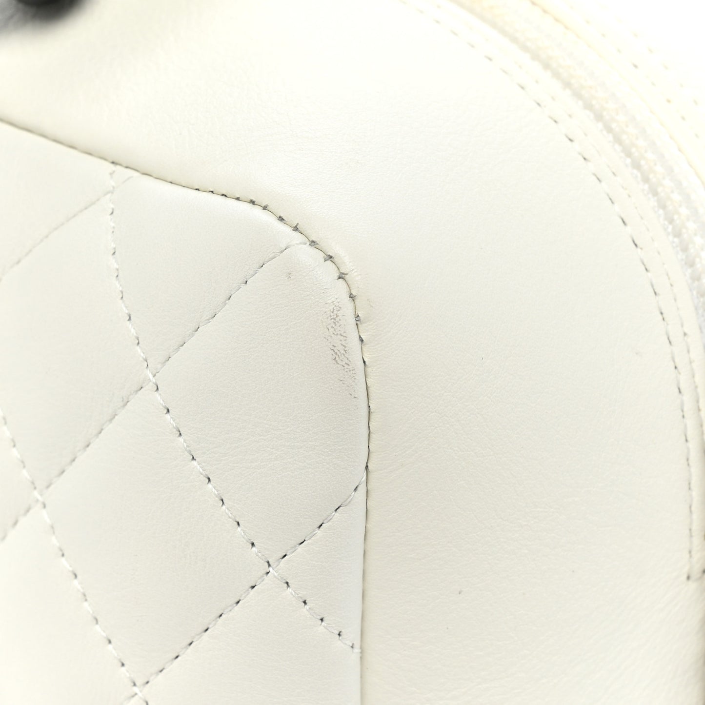 Calfskin Quilted Large Cambon Bowler White Black