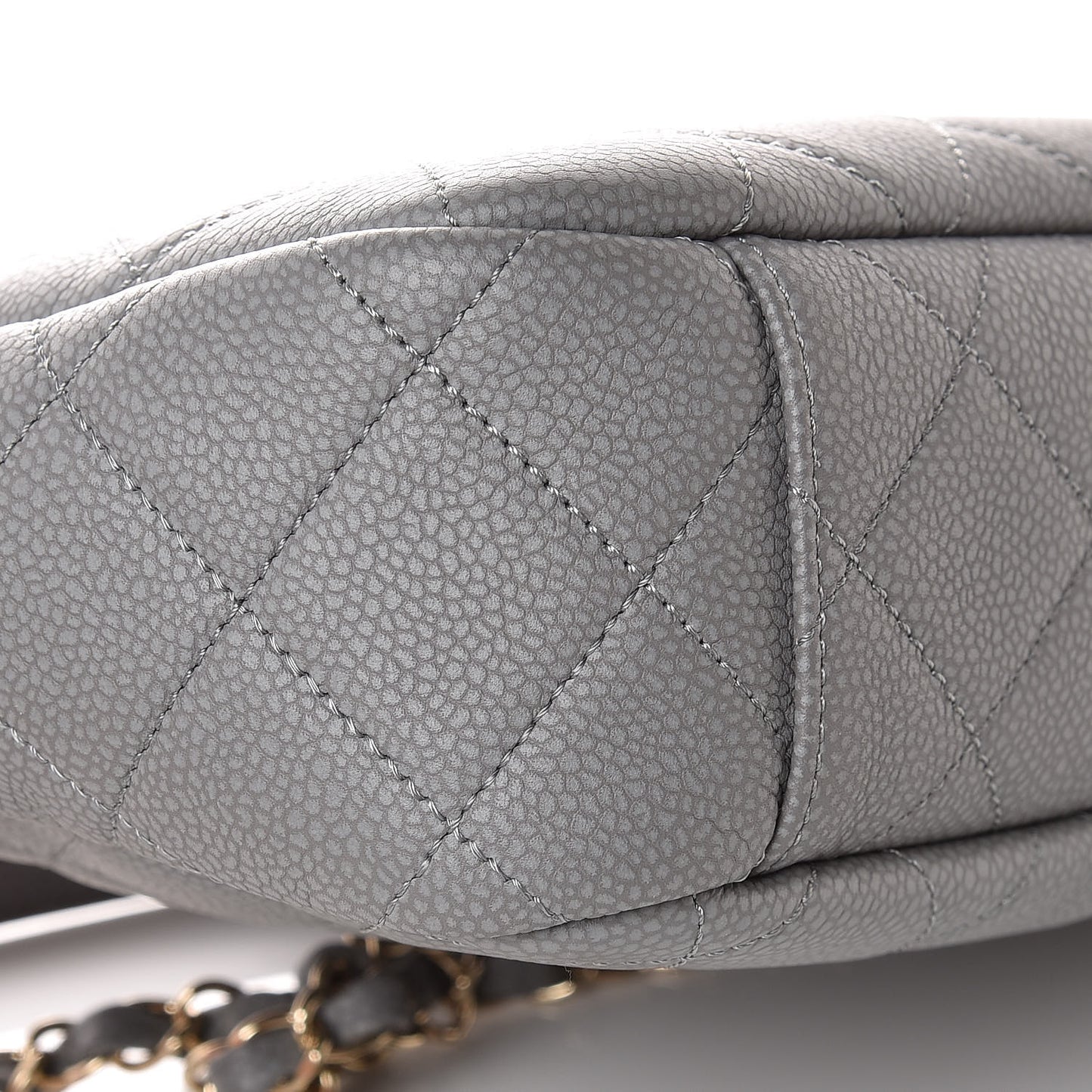 Iridescent Caviar Flat Quilted Small Coco Tassel Camera Case Grey
