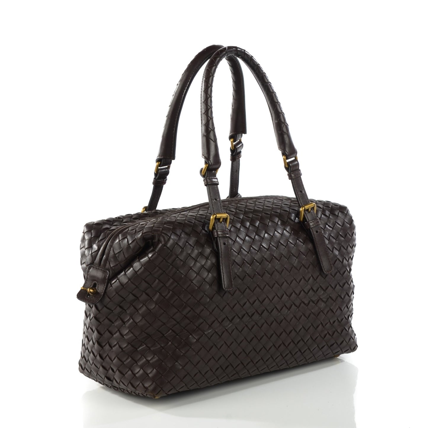 Nappa Intrecciato Shoulder Bag Ebano