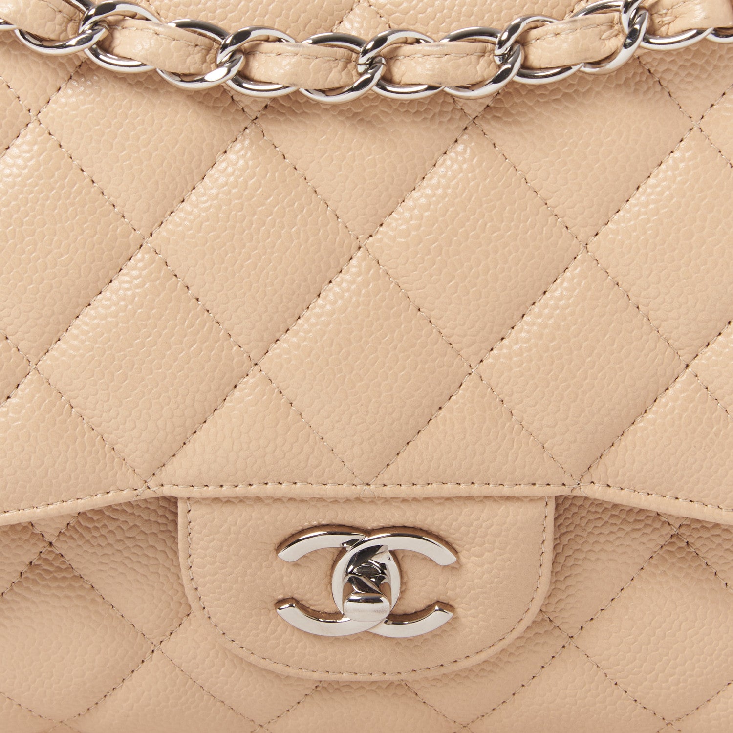 Chanel Caviar Quilted Jumbo Double Flap Beige Clair 8 of 11