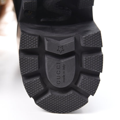 Gucci Magnum Calfskin Fur Pearl Lace Up Combat Ankle Boots 37 Black Naturale 7 of 9