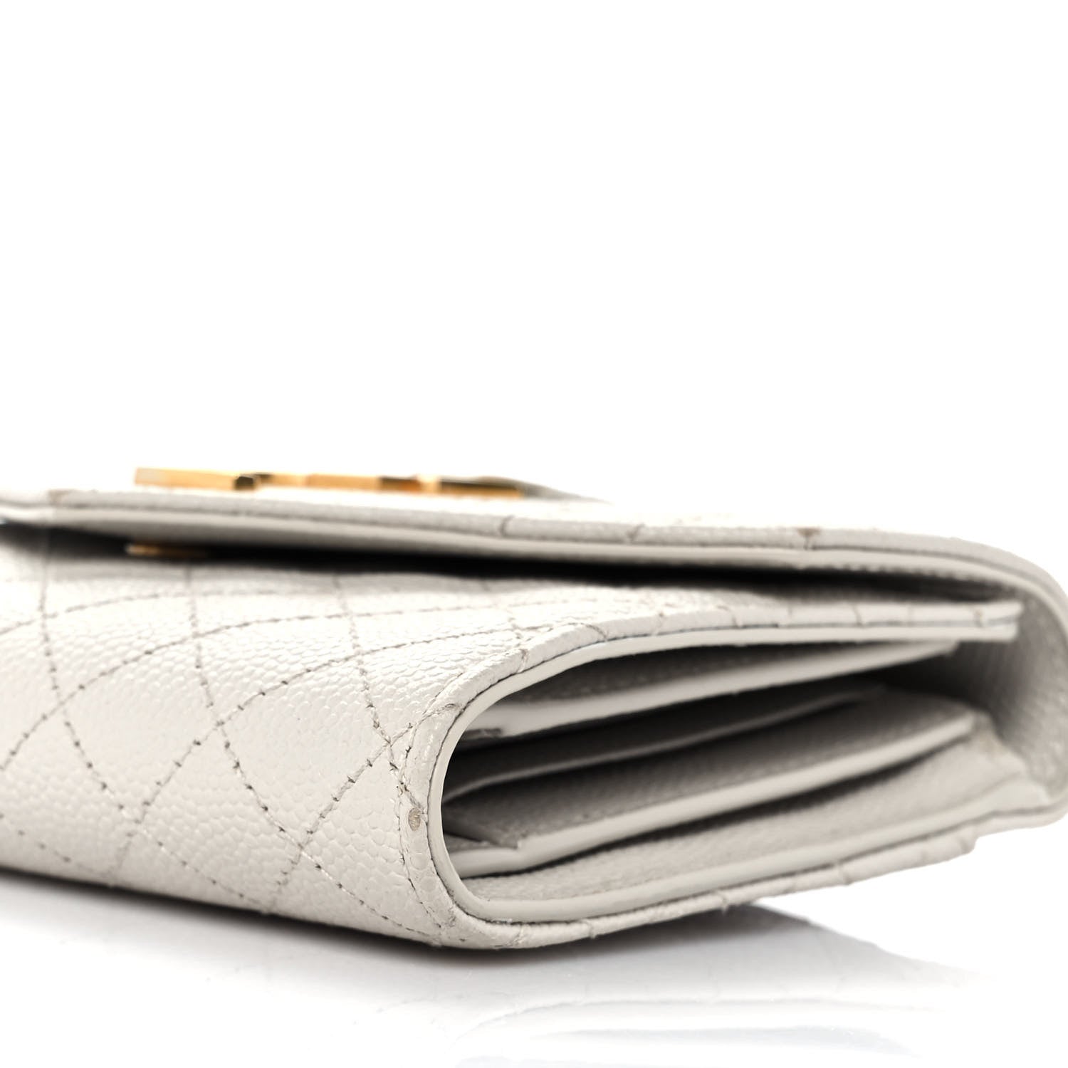 Saint Laurent Grain De Poudre Mixed Matelasse Triquilt Monogram Compact Tri Fold Wallet Blanc Vintage 8 of 8