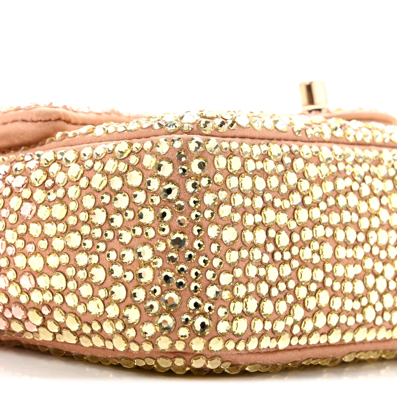 Chanel Suede Calfskin Crystal Mini Flap Pink Golden 8 of 13