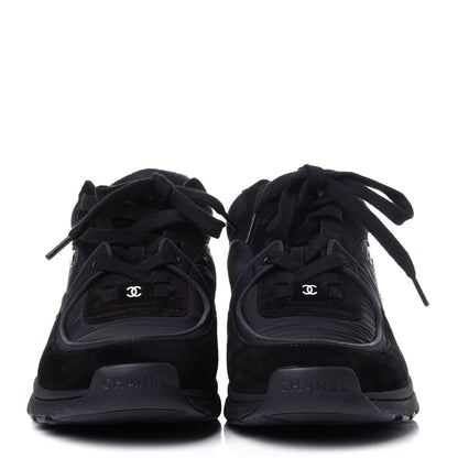 Chanel Nylon Calfskin Suede Calfskin CC Sneakers 38 Black 2 of 11