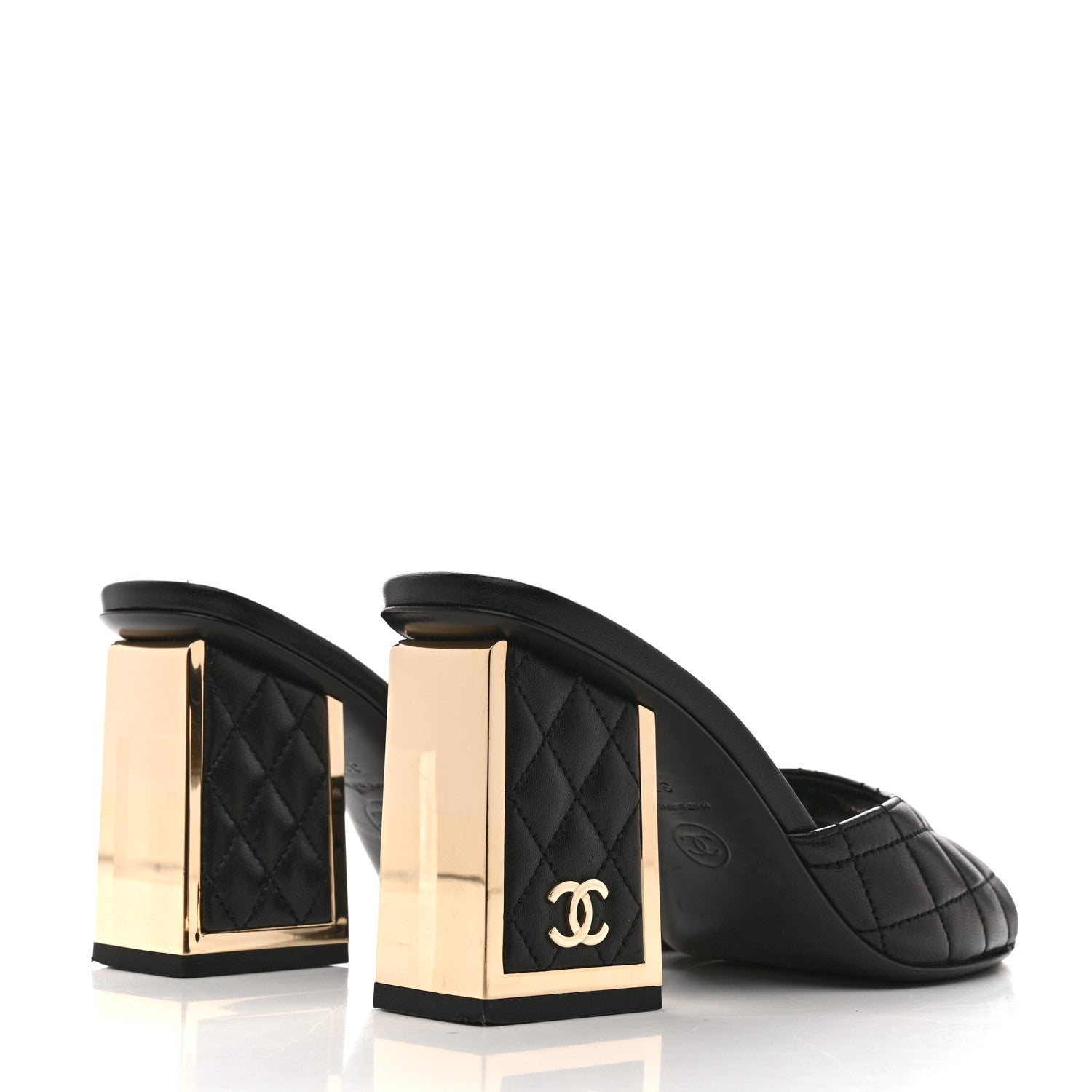 Chanel Lambskin Quilted CC Mules 38 Black 5 of 9