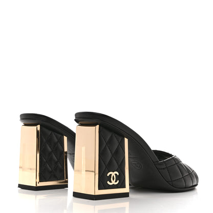 Chanel Lambskin Quilted CC Mules 38 Black 5 of 9