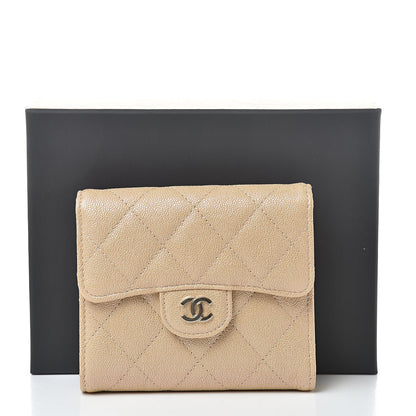 Chanel Iridescent Caviar Quilted Compact Flap Wallet Beige 9 of 9