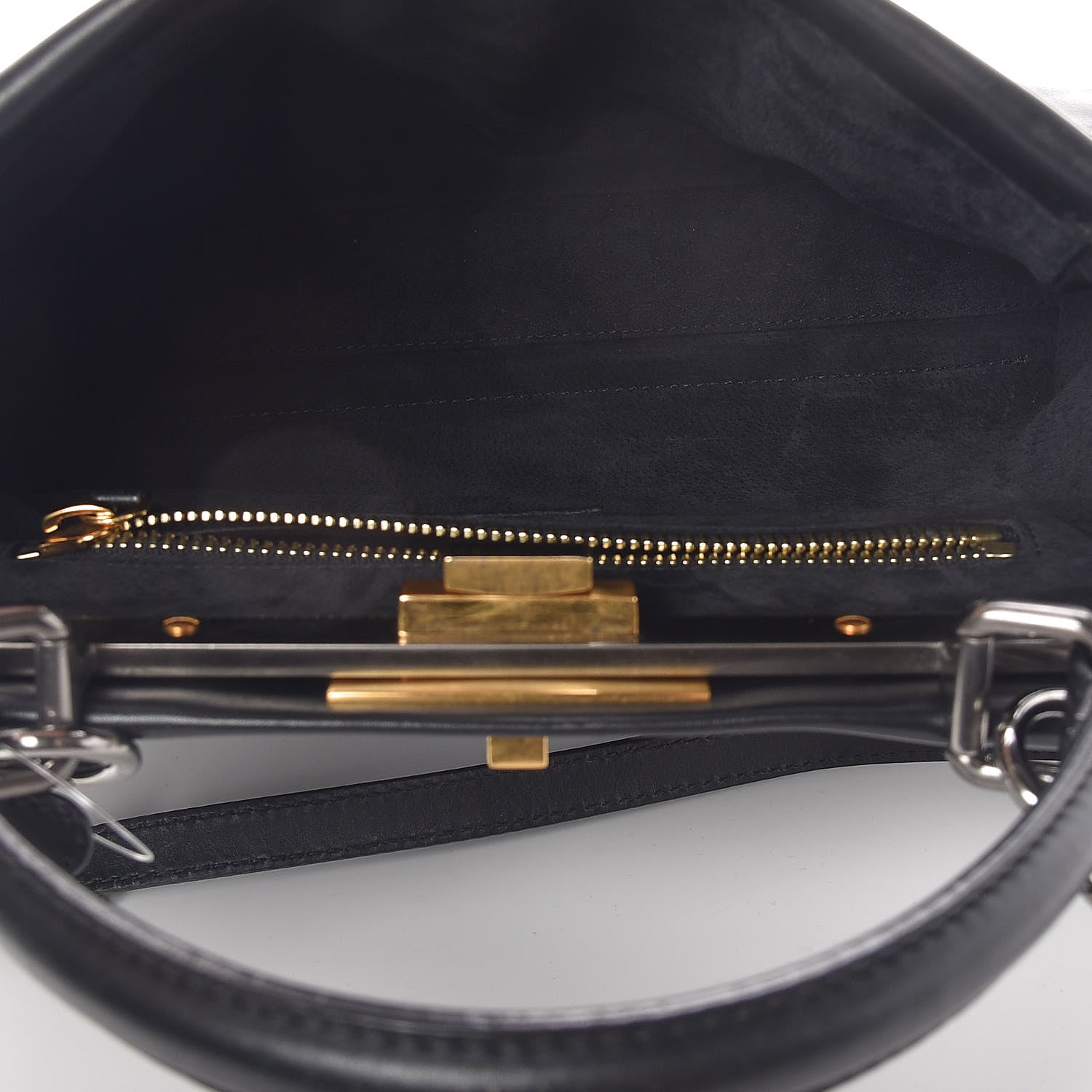 Fendi Vitello Suede Medium Peekaboo Iconic Satchel Black 6 of 19