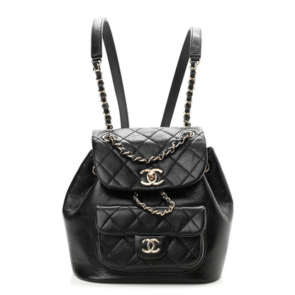 Chanel Glazed Aged Calfskin Quilted Small Duma Drawstring Backpack Black 1 of 10