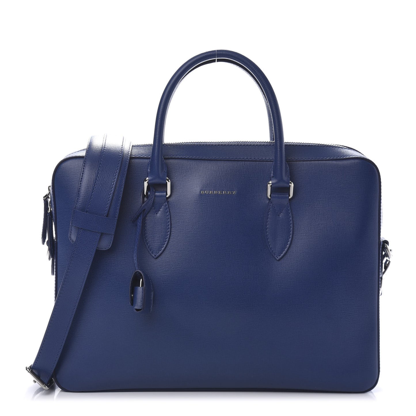 Textured Calfskin Barrow Briefcase Deep Blue