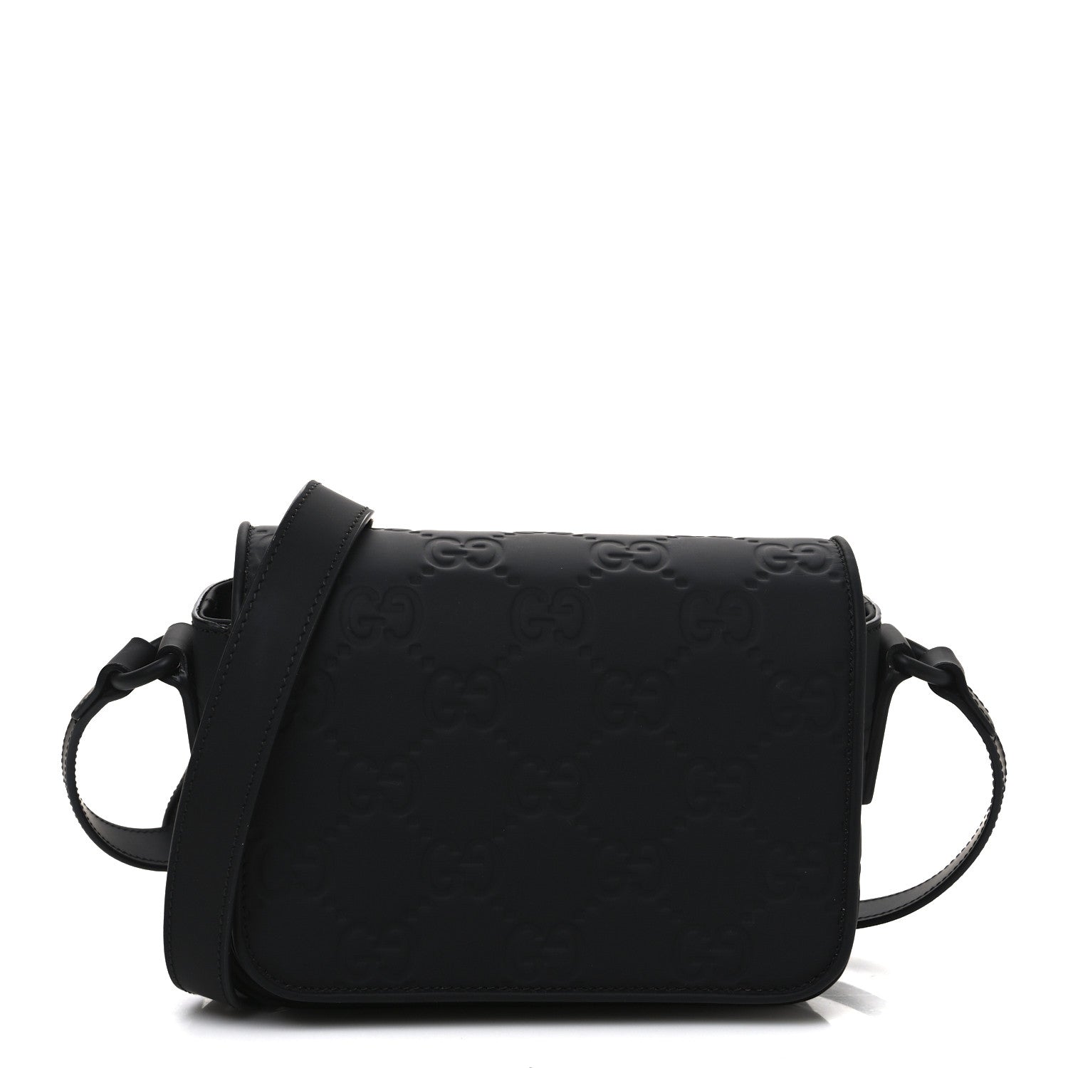Gucci Rubber Effect Calfskin GG Mini Messenger Bag Black 1 of 10