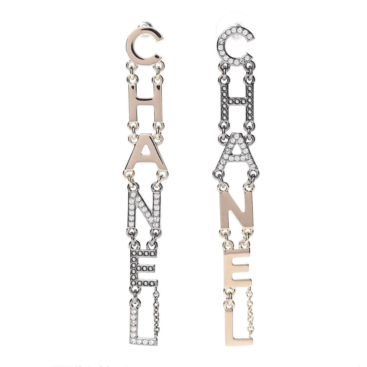 Chanel Crystal Pearl Bright Young Things Earrings Gold Ruthenium 1 of 5