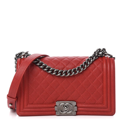 Chanel Caviar Quilted Medium Boy Flap Red 1 of 17