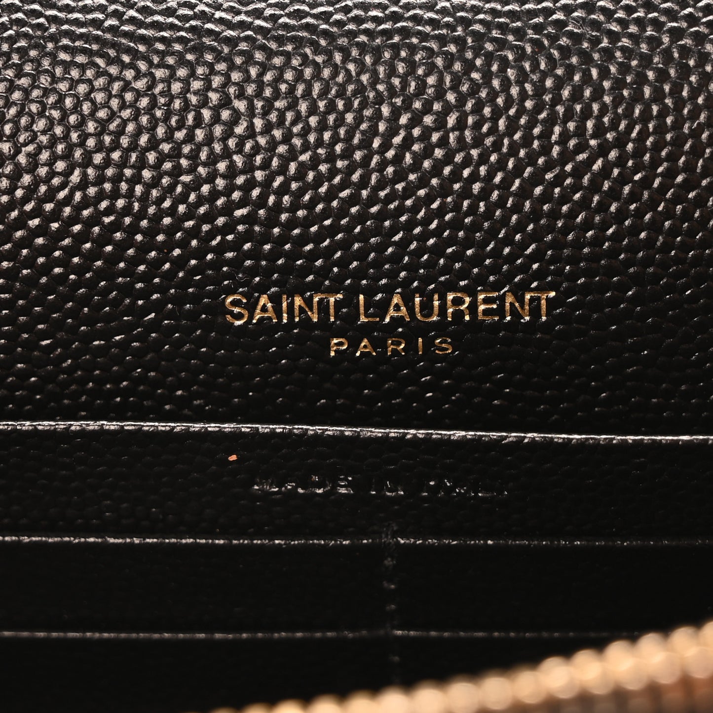 Grain De Poudre Matelasse Chevron Monogram Envelope Chain Wallet Black