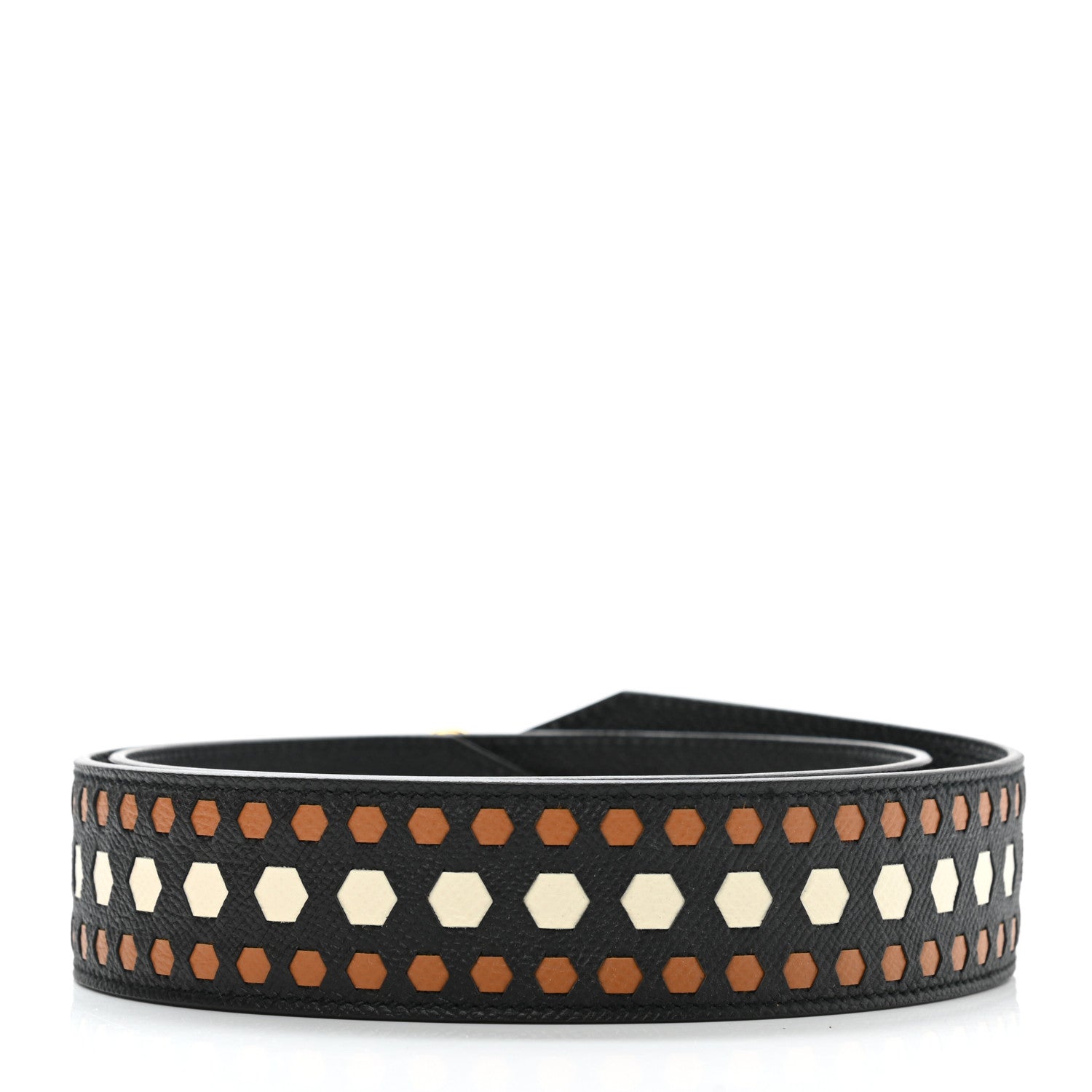 Hermes Epsom 40mm Hexagone Tressage Shoulder Strap Black Craie Gold 5 of 11