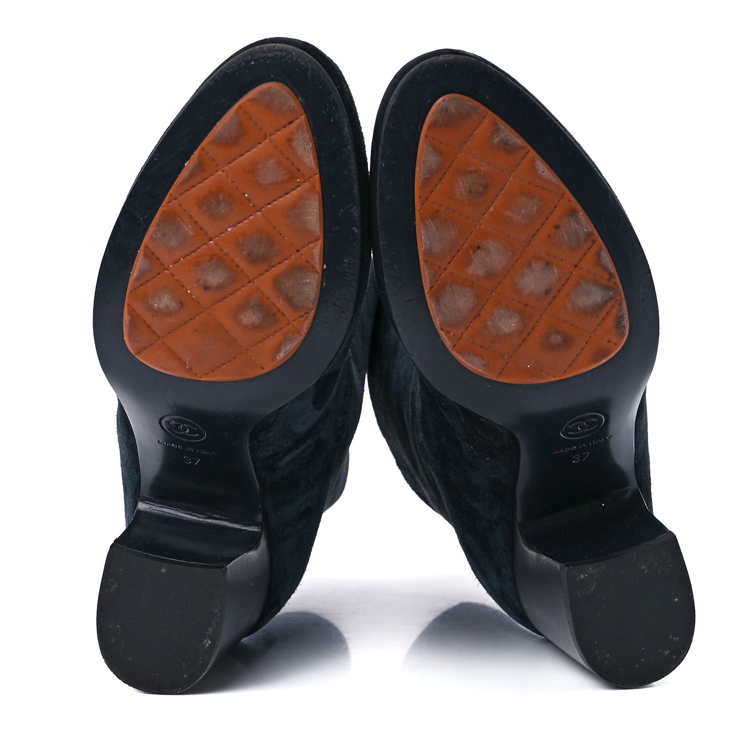 Suede Calfskin CC Short Boots 37 Black