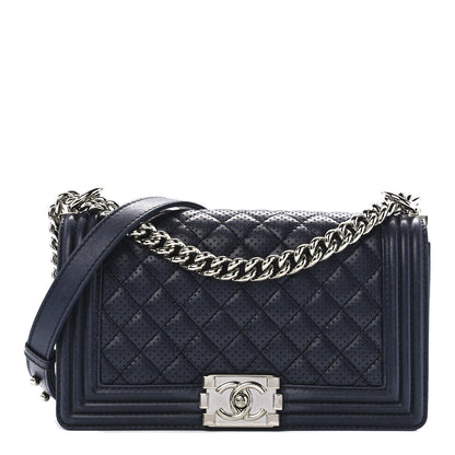Chanel Lambskin Perforated Medium Boy Flap Navy 1 of 11