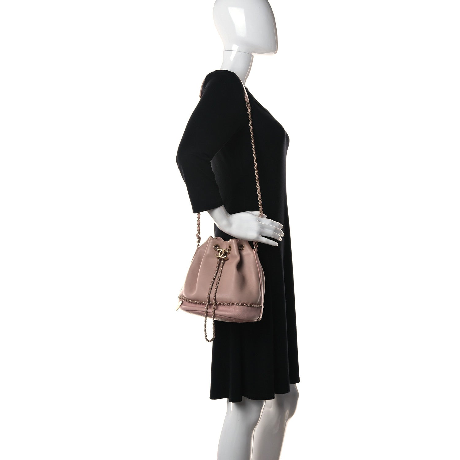 Chanel Lambskin Caviar Lovely Chains Drawstring Bag Pink 2 of 16