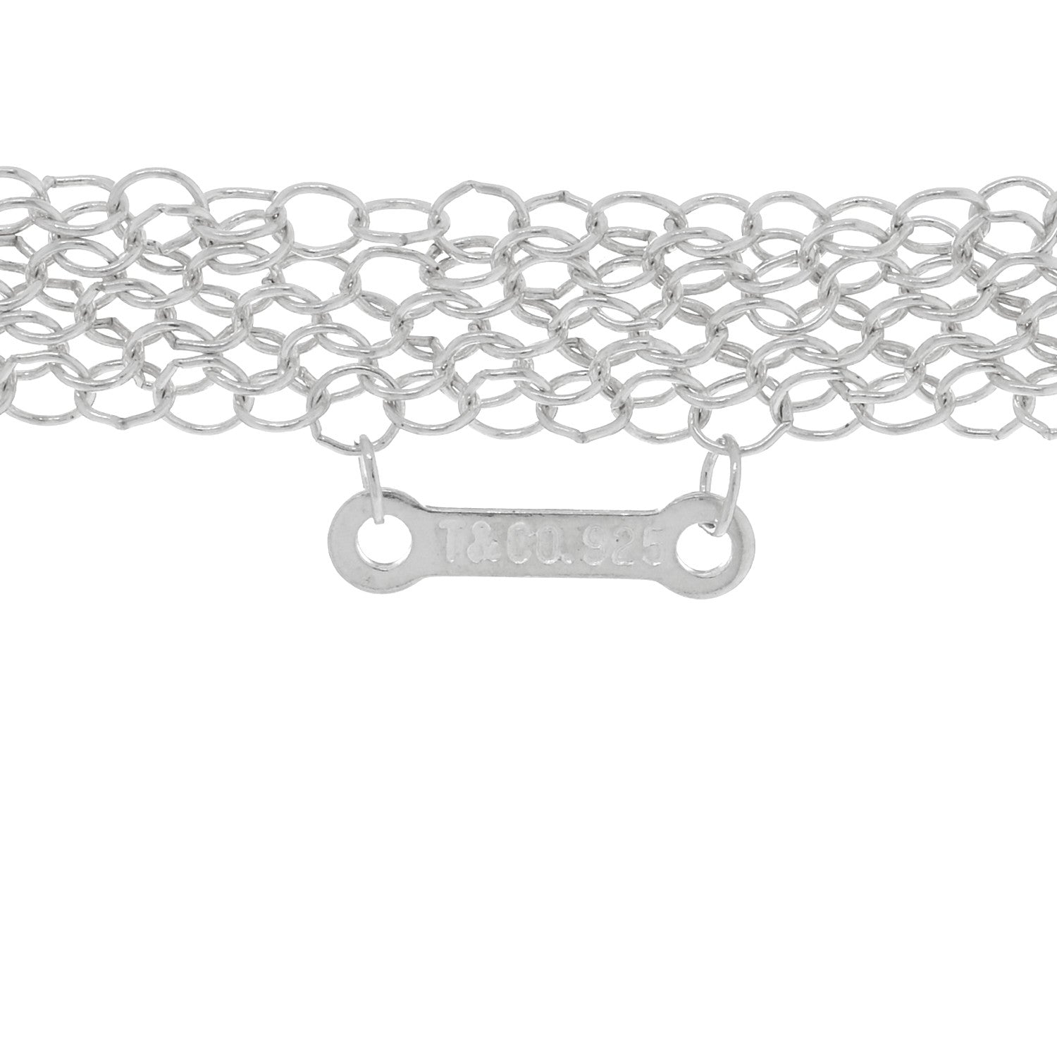 Tiffany Sterling Silver 35mm Elsa Peretti Open Heart Pendant Mesh Necklace 4 of 5