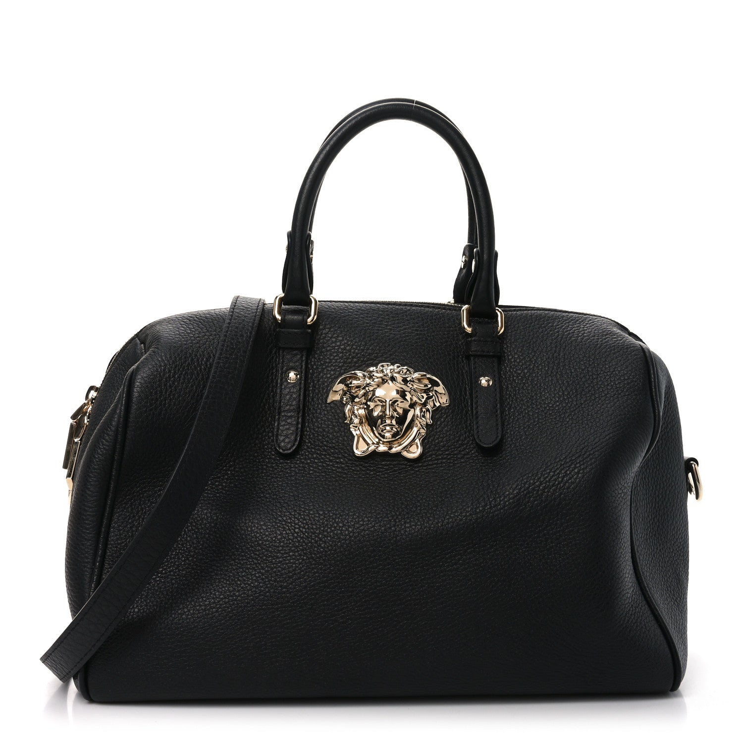 Versace Grained Calfskin Palazzo Duffle Bag Black 1 of 9