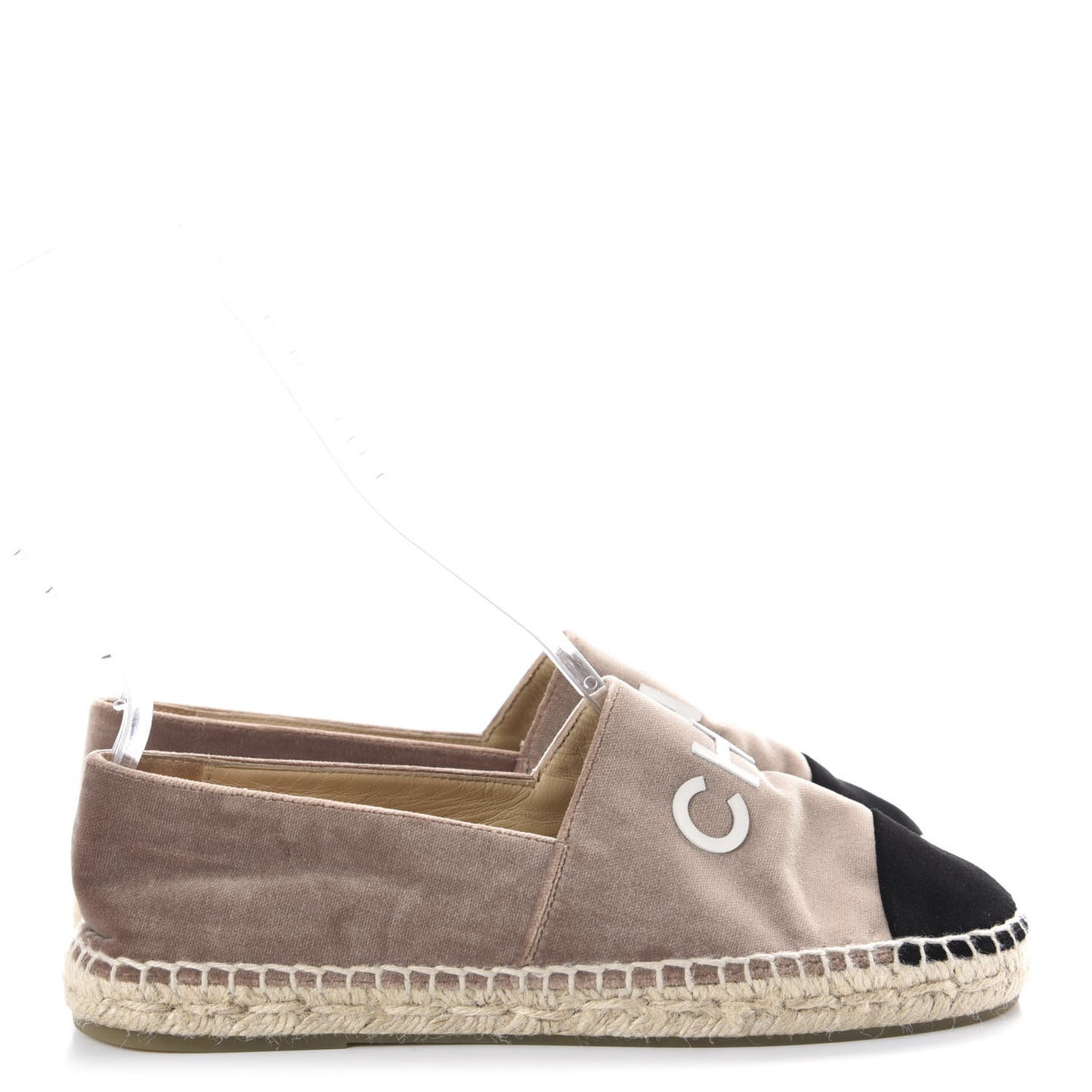 Velvet Logo Espadrilles 37 Beige Black