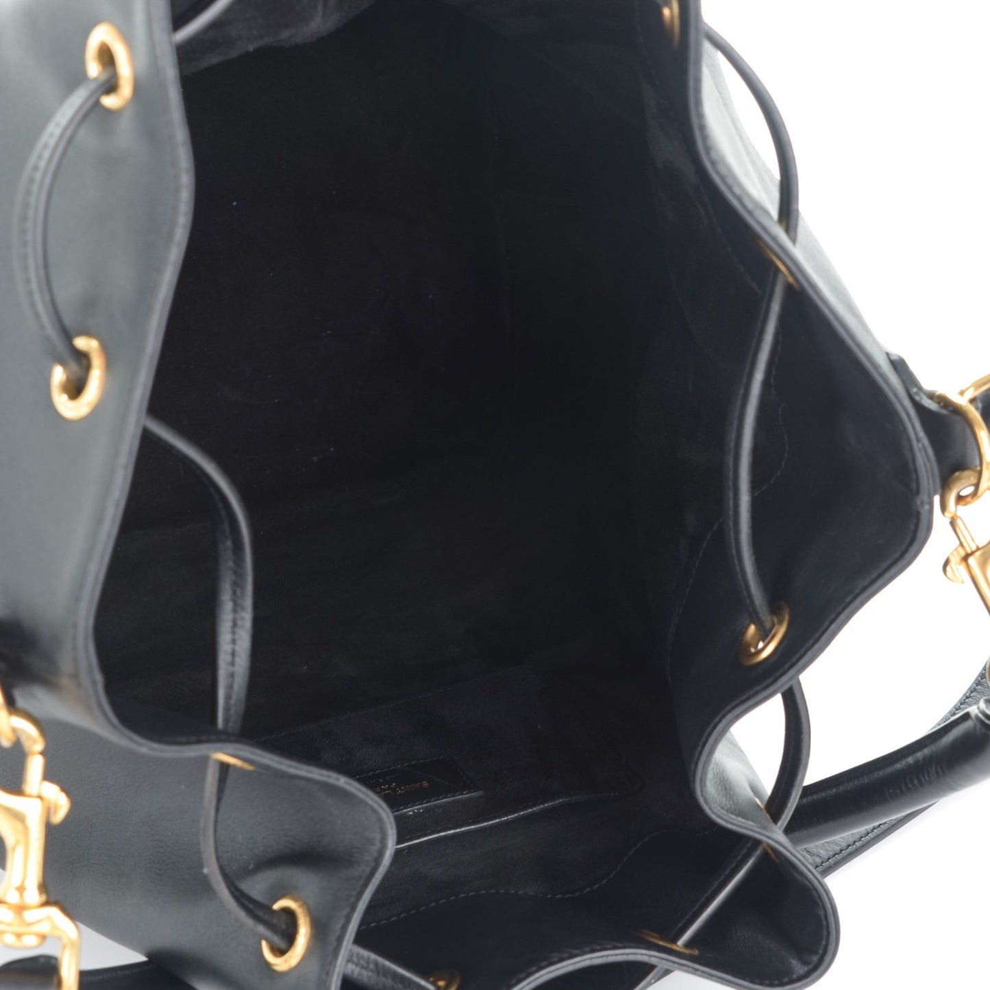 Calfskin Large Emmanuelle Bucket Bag Black