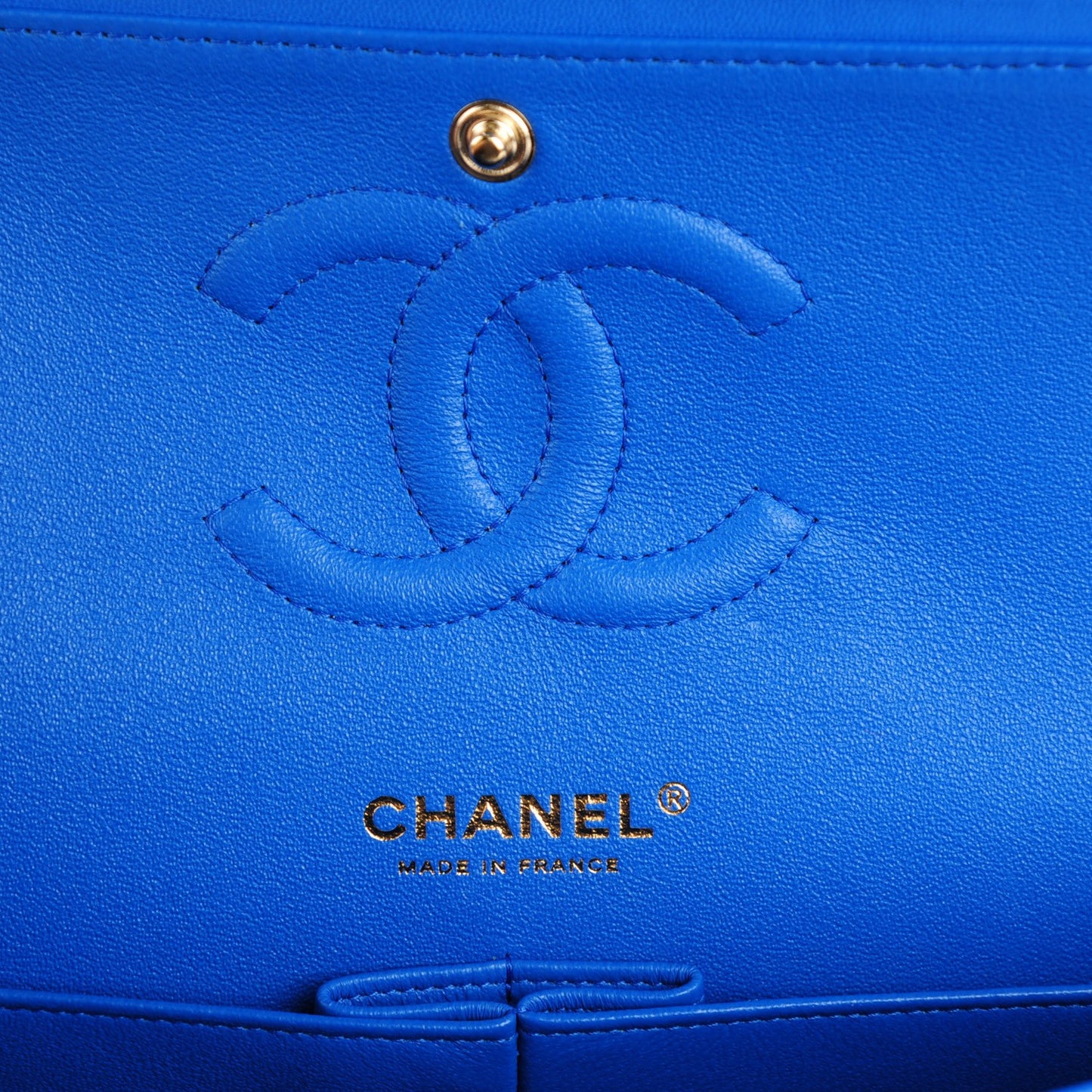 Lambskin Quilted Medium Double Flap Blue