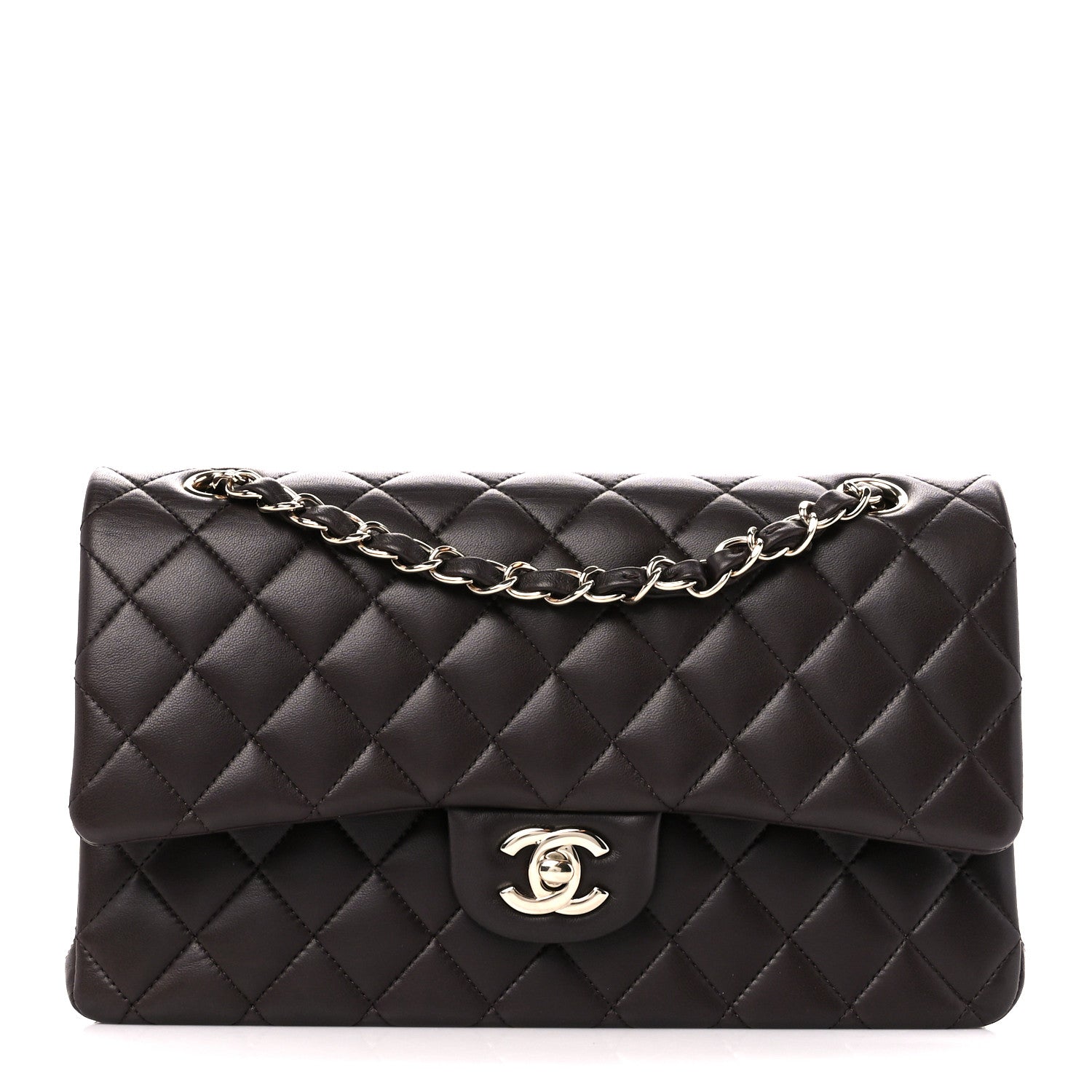Chanel Lambskin Quilted Medium Double Flap Dark Brown 1 of 11