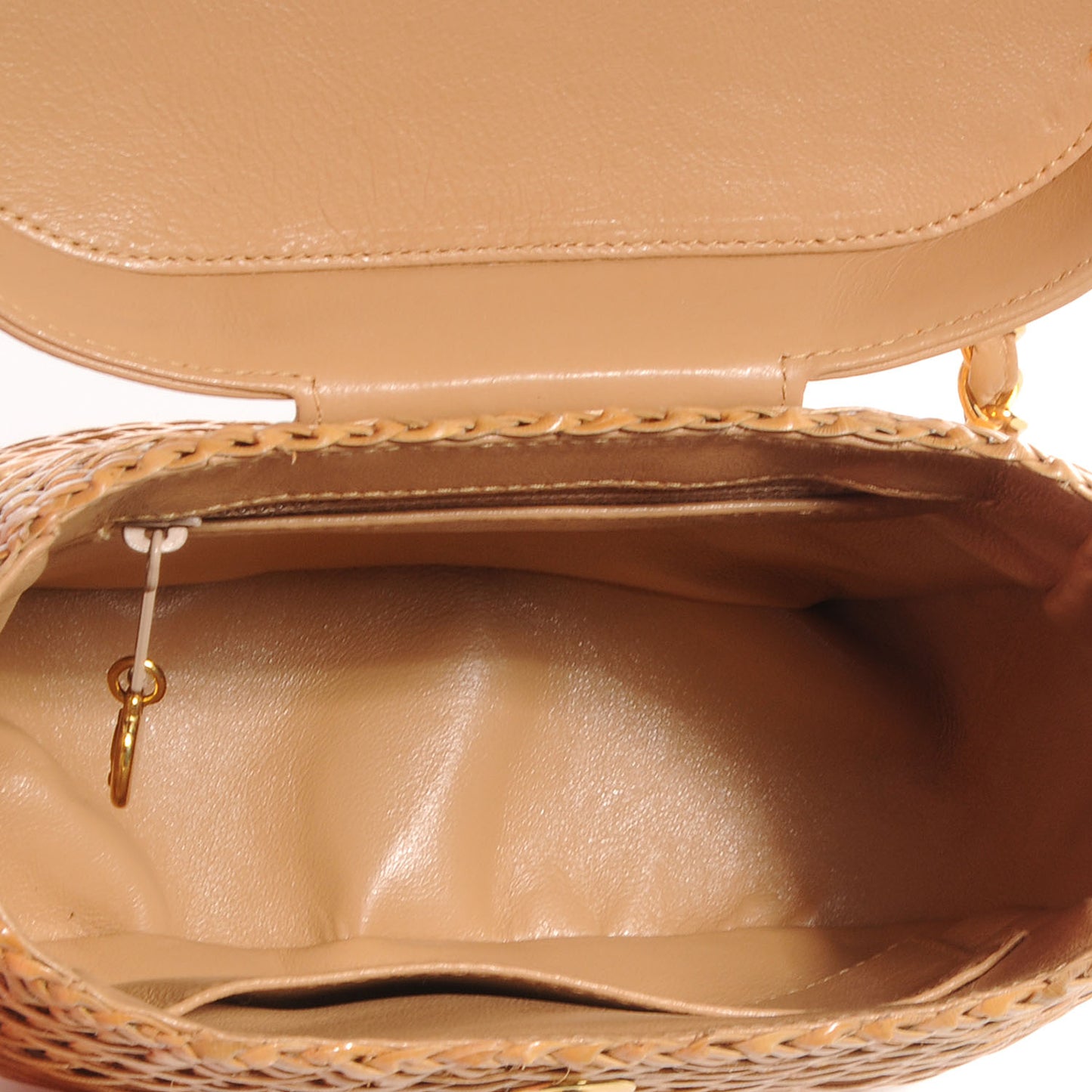 Lambskin Straw Shoulder Bag Beige