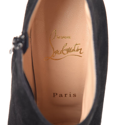 Christian Louboutin Suede Belle Zeppa 100 Wedge Ankle Boots 38.5 Black 9 of 9
