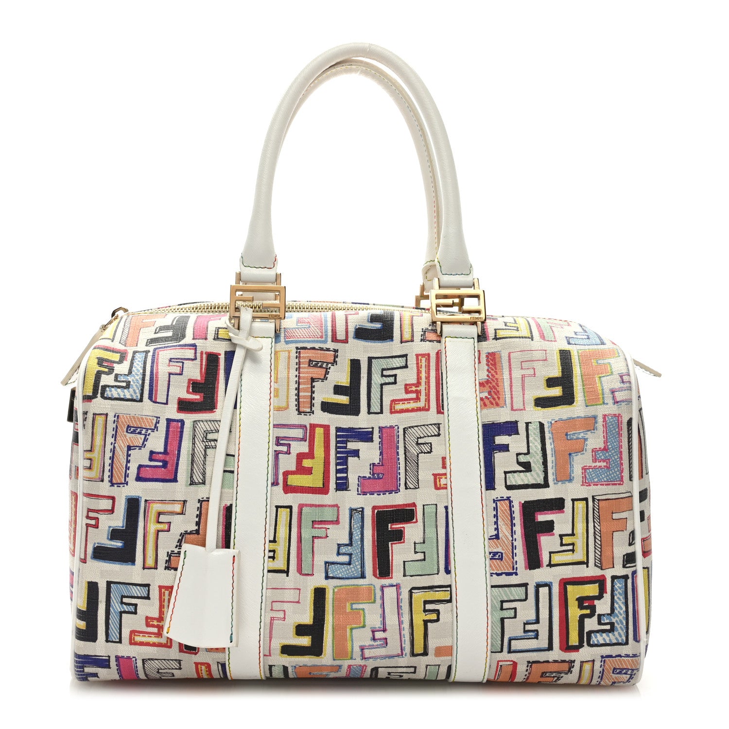Fendi Zucca Spalmati Vitello FF Multicolor Forever Boston Multicolor White 1 of 8