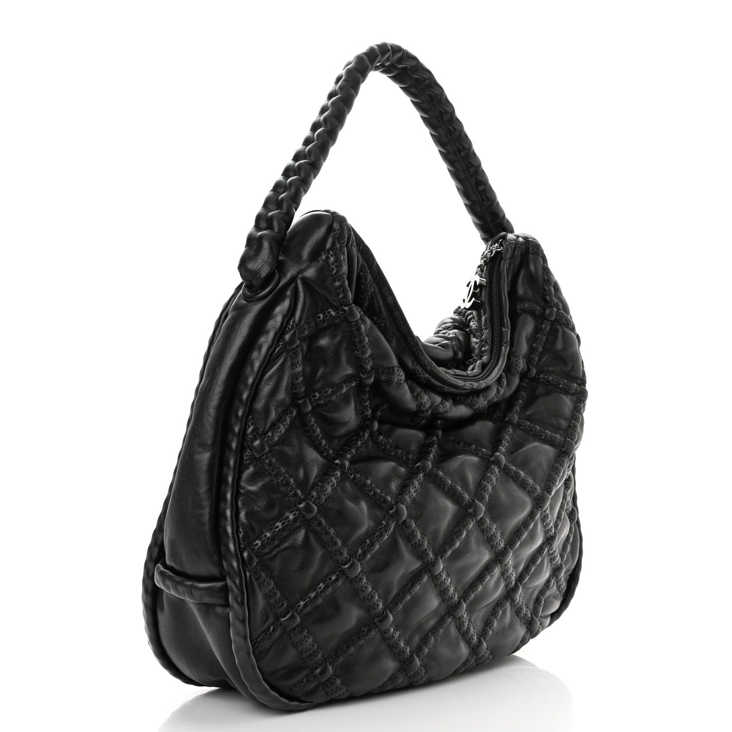 Chanel Quilted Lambskin Hidden Chain Hobo Black 3 of 10
