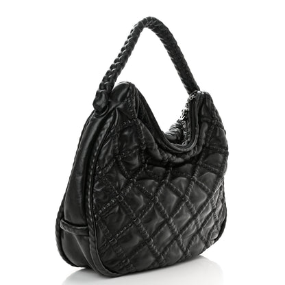 Chanel Quilted Lambskin Hidden Chain Hobo Black 3 of 10