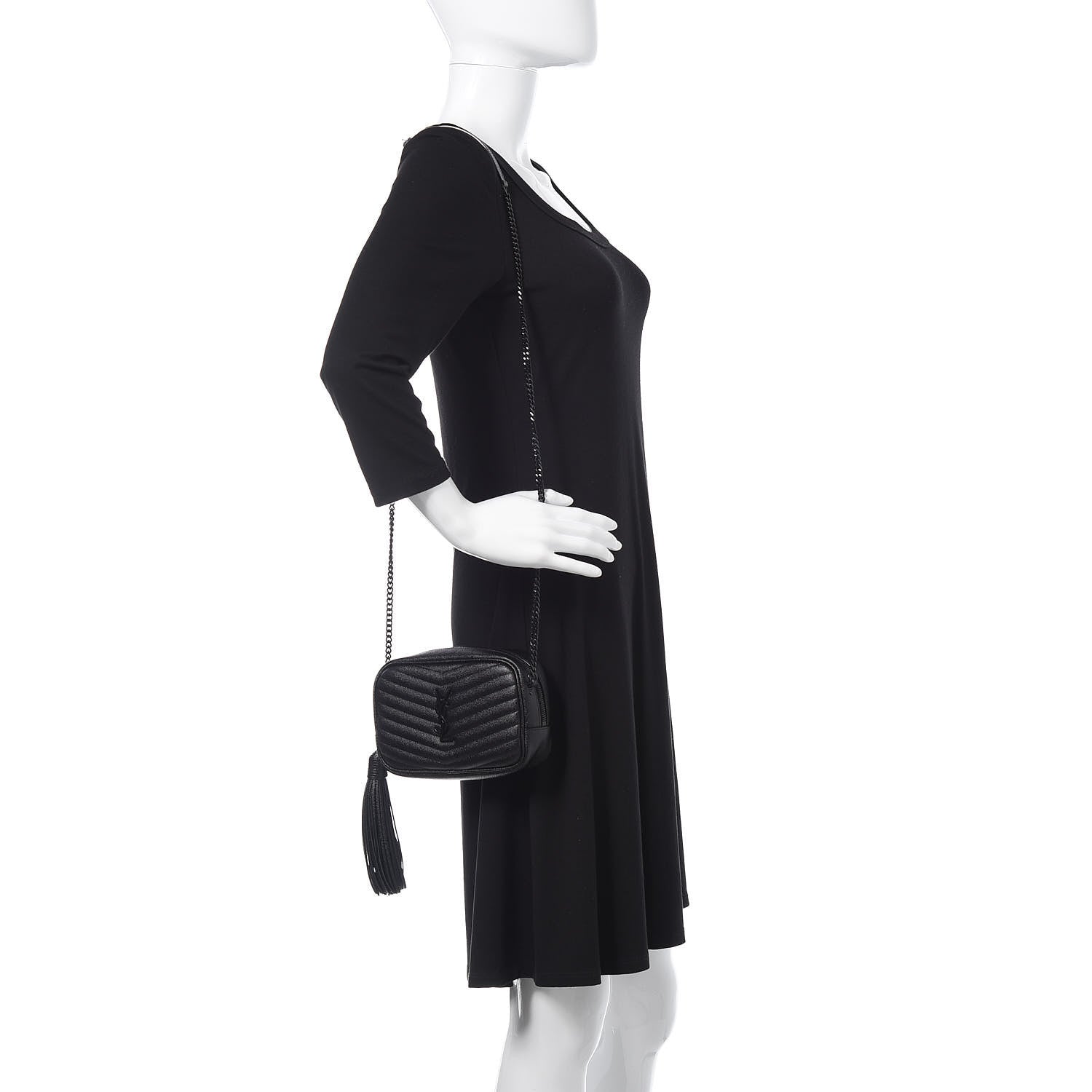 Saint Laurent Grain De Poudre Matelasse Monogram Mini Lou Camera Bag Black 2 of 10