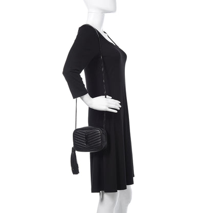 Saint Laurent Grain De Poudre Matelasse Monogram Mini Lou Camera Bag Black 2 of 10