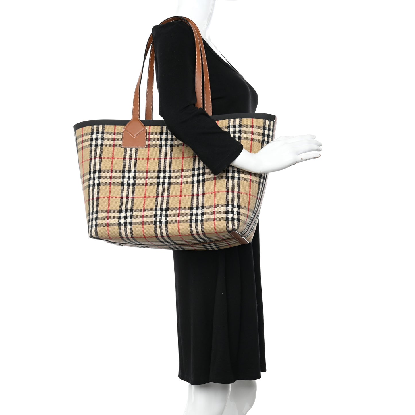 Cotton Vintage Check Medium London Tote Bag Briar Brown Black