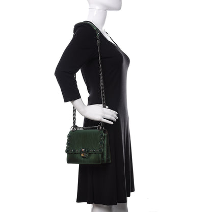 Fendi Vitello Catalan Mirror Scalloped Multi Studded Small Kan I Shoulder Bag Green 2 of 10