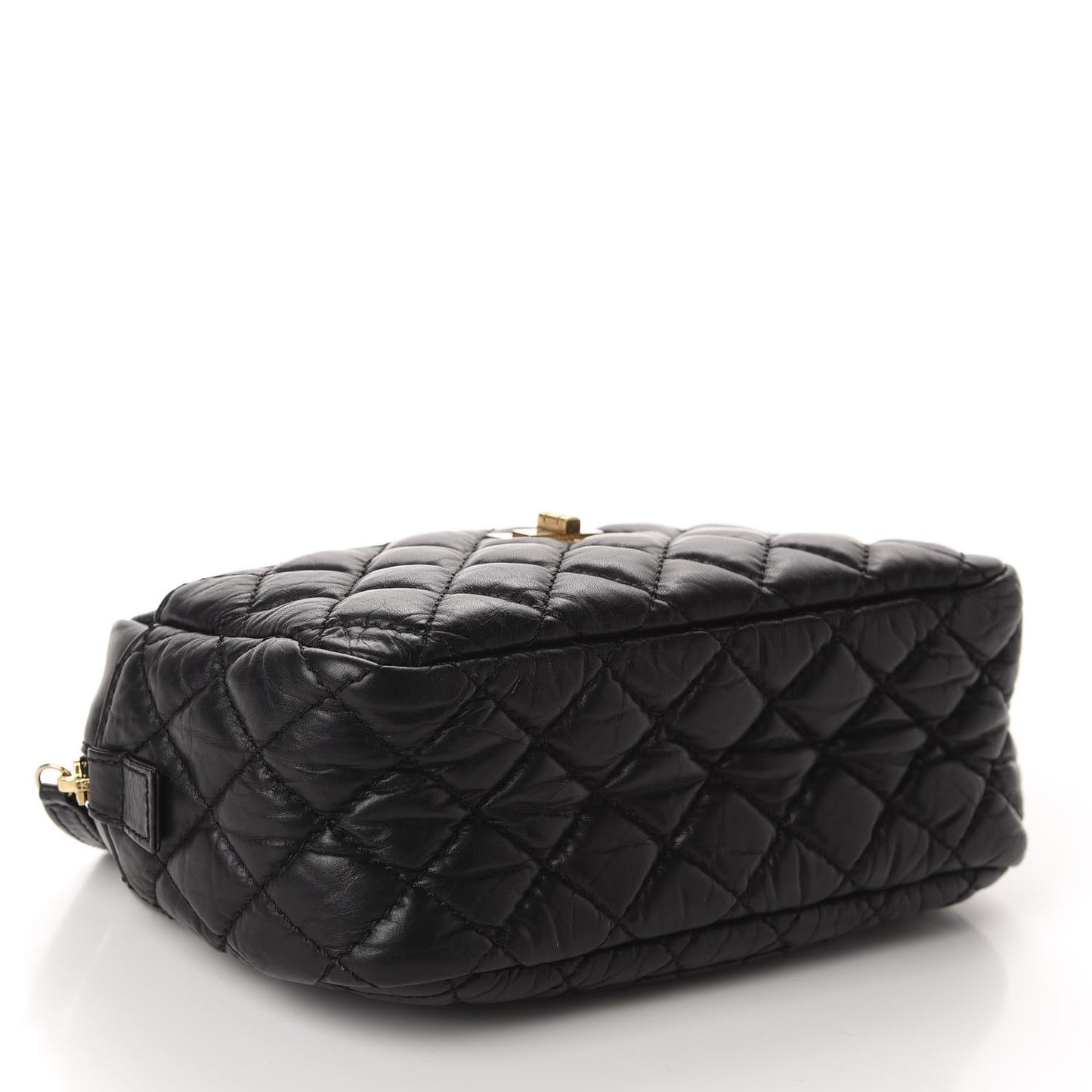 Aged Calfskin Quilted Small Reissue Camera Case Black