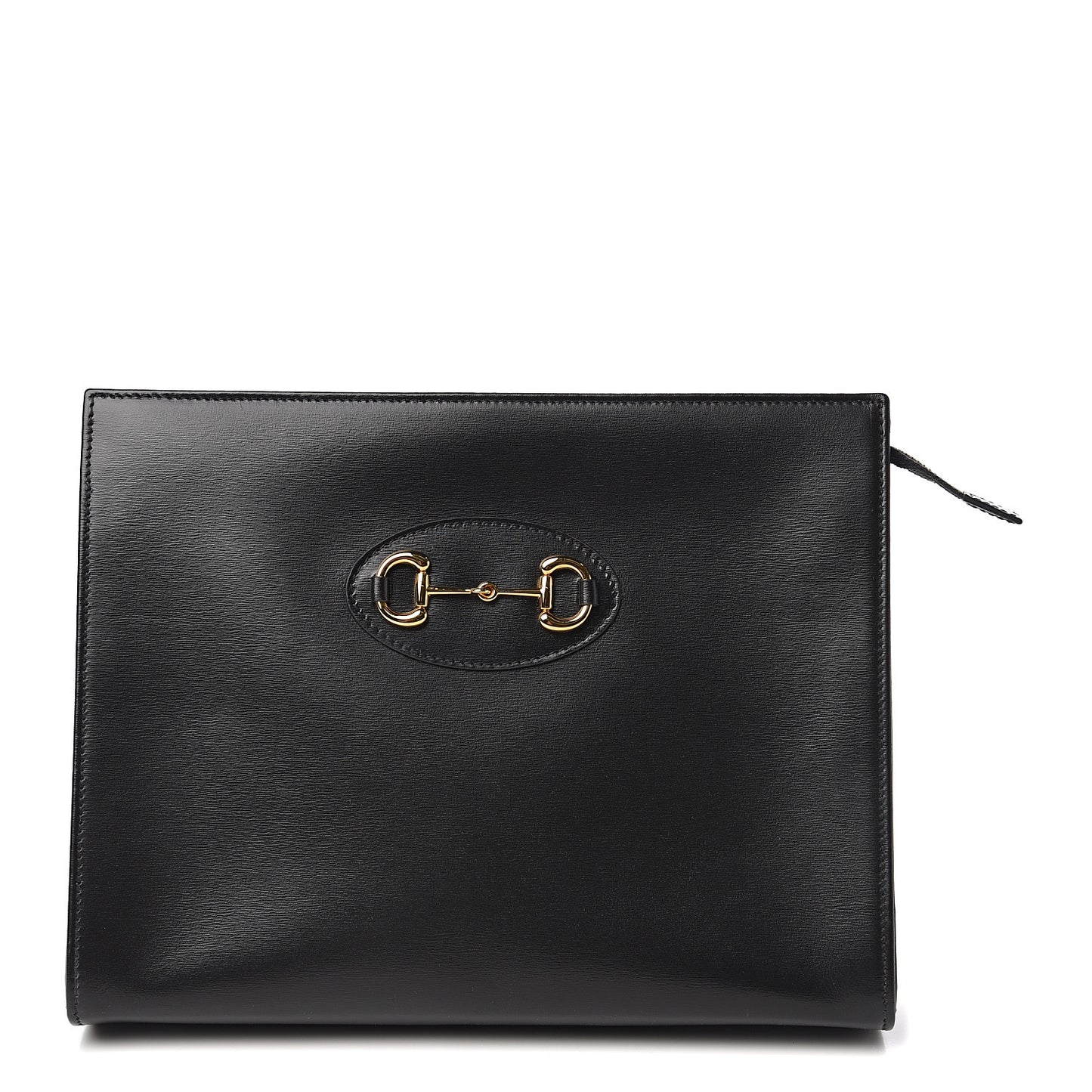 Textured Calfskin Horsebit 1955 Zip Pouch Black